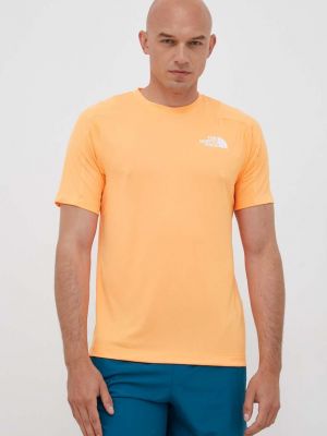 Тениска с дълъг ръкав с принт The North Face оранжево