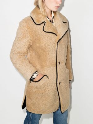 Manteau de fourrure en cuir Saint Laurent