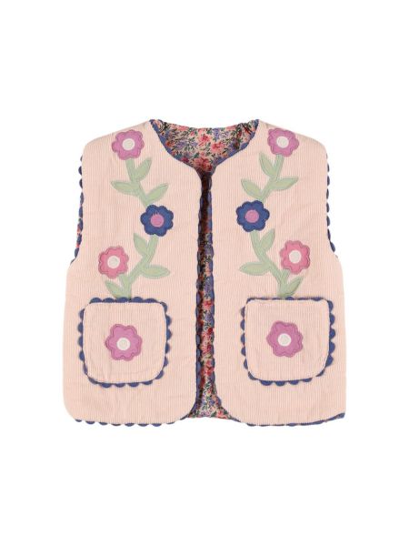 Bomull kordfløyel brodert vest for jenter Louise Misha rosa