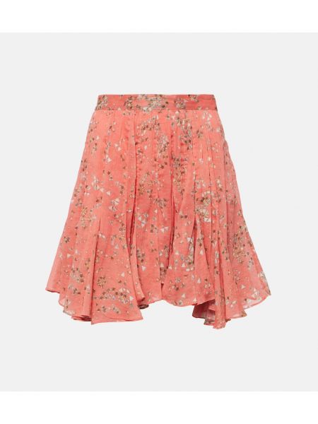 Květinové bavlněné hedvábné mini sukně Isabel Marant růžové