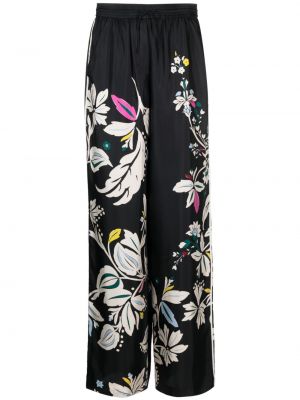Svilene hlače s cvetličnim vzorcem s potiskom Dorothee Schumacher črna
