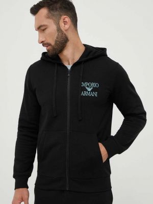 Mikina s kapucí s aplikacemi Emporio Armani Underwear černá