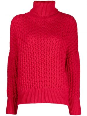 Chunky volneni pulover iz merina Adam Lippes rdeča