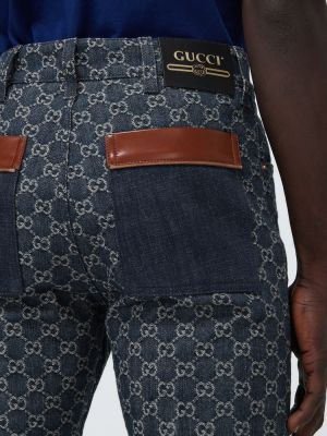 Žakárové straight fit džíny Gucci modré