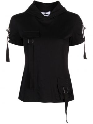 T-shirt di cotone con cappuccio con tasche Blumarine nero