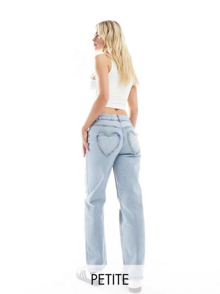 Прямые джинсы с карманами с сердечками Miss Selfridge Petite синие