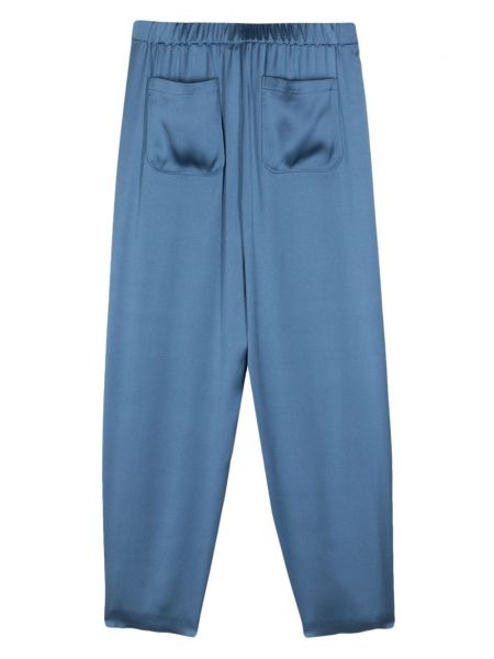 Hedvábné rovné kalhoty Giorgio Armani modré
