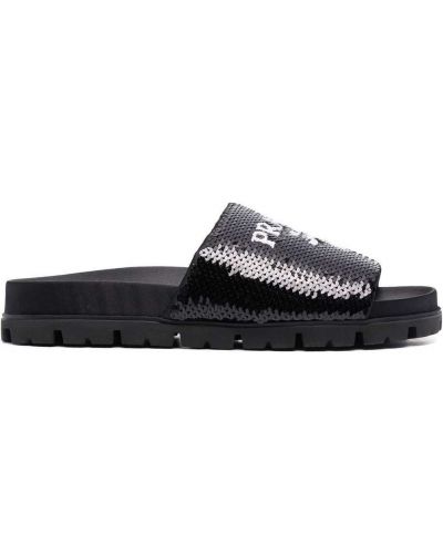 Paljett flip-flops Prada svart