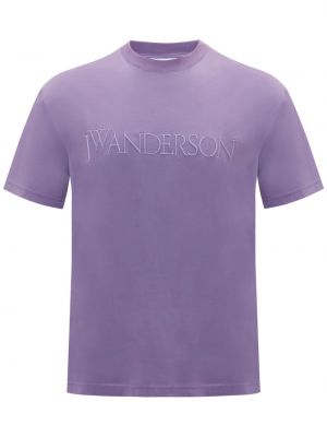 Tricou cu broderie din bumbac Jw Anderson violet
