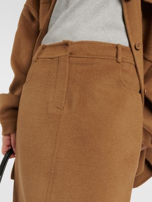 Falda larga de lana The Frankie Shop marrón
