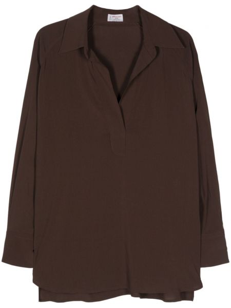 Блуза с яка с v-образно деколте Alberto Biani кафяво