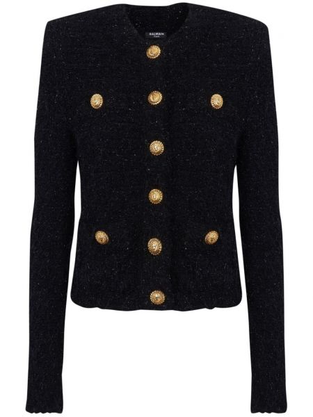 Tweed knappen op jakke Balmain sort