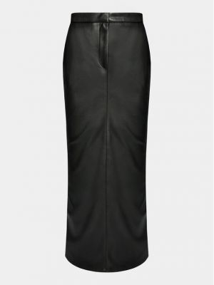 Priliehavá midi sukňa z ekologickej kože Edited čierna