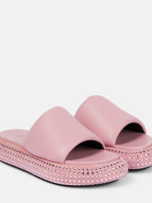 Кожени сандали на платформе Jw Anderson розово