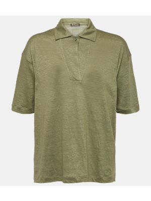 Lininis polo marškinėliai Loro Piana žalia