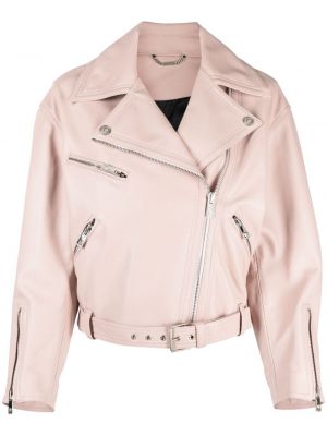 Kožna jakna Versace ružičasta