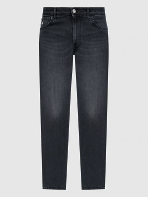 Кожаные прямые джинсы Stefano Ricci серые