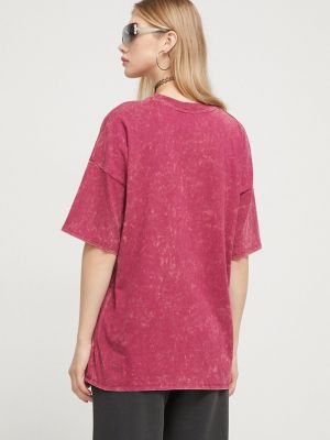 Bavlněné tričko Volcom růžové