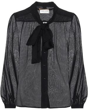 Svilena bluza Saint Laurent črna