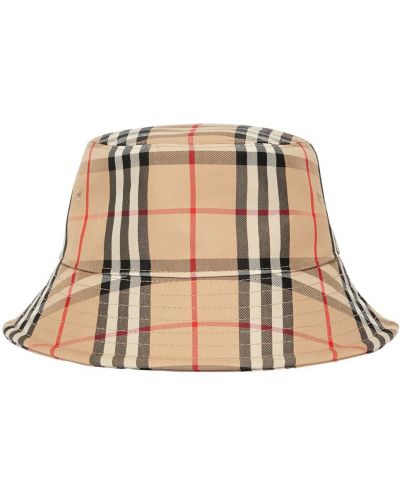 Kostkovaný bavlněný klobouk Burberry béžový