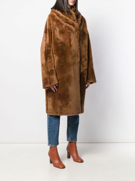 Oboustranný oversized kabát Liska hnědý