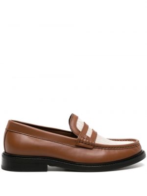 Pantofi loafer cu broderie din piele Moschino maro