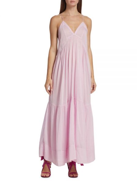Длинное платье с v-образным вырезом Isabel Marant розовое