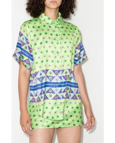 Camisa con estampado con estampado geométrico Frankies Bikinis verde