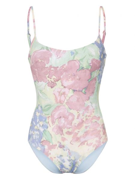 Kupaći kostim s cvjetnim printom s printom Luisa Beccaria ružičasta