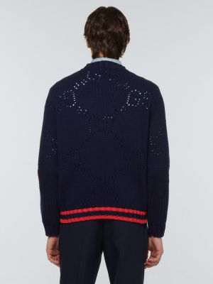 Sweter bawełniany Gucci niebieski