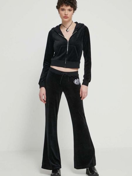 Чорні велюрові спортивні штани з аплікацією Juicy Couture