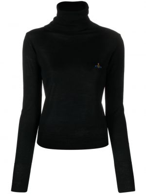Копринен вълнен пуловер Vivienne Westwood черно
