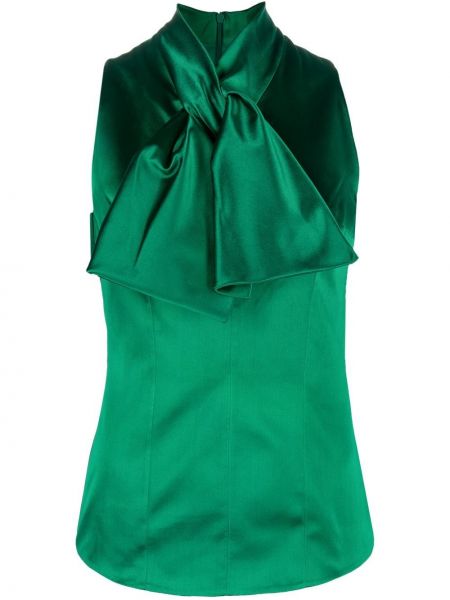 Копринена блуза с панделка Safiyaa зелено