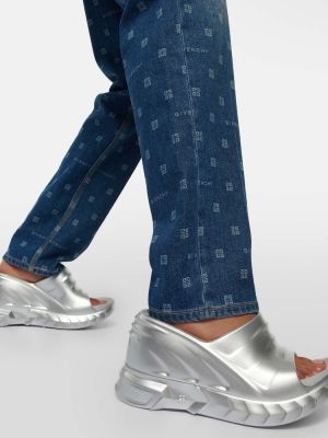Sandale cu pană Givenchy argintiu