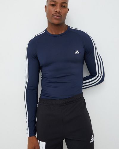 Majica z dolgimi rokavi s črtami z dolgimi rokavi Adidas Performance modra