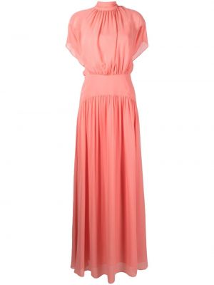 Selyem hosszú ruha Max Mara rózsaszín