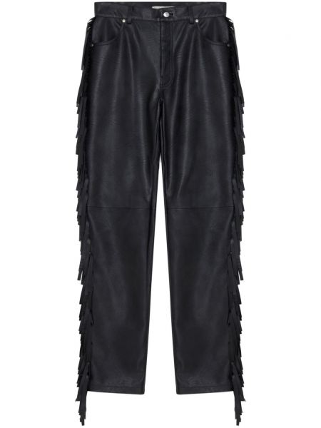 Pantaloni drepti cu franjuri Stella Mccartney negru