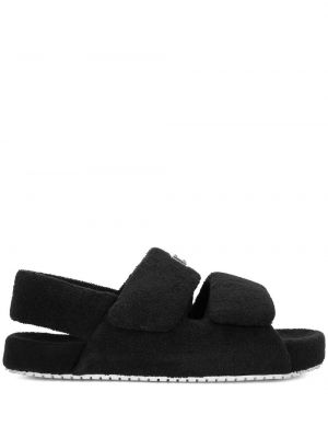 Sandále s kožušinou Dolce & Gabbana čierna