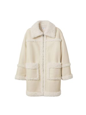 Памучно зимно палто Mango бяло