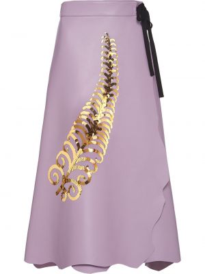 Falda con lentejuelas con plumas de plumas Prada violeta
