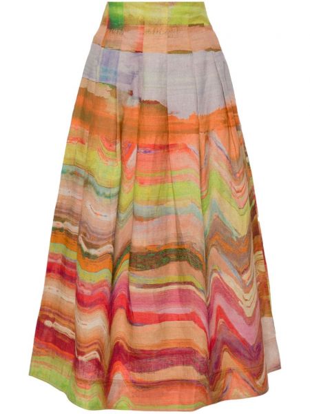 Sukně s potiskem s abstraktním vzorem Ulla Johnson oranžové