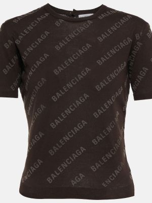 Памучна тениска от джърси Balenciaga кафяво