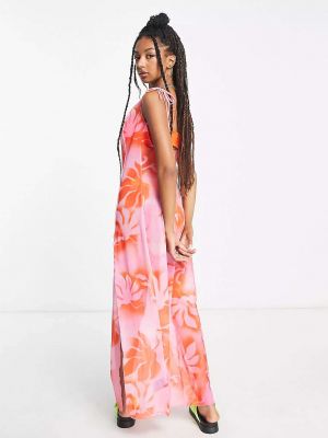 Платье в бельевом стиле в цветочек с принтом Weekday розовый
