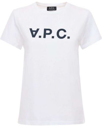 Памучна тениска с принт от джърси A.p.c. бяло