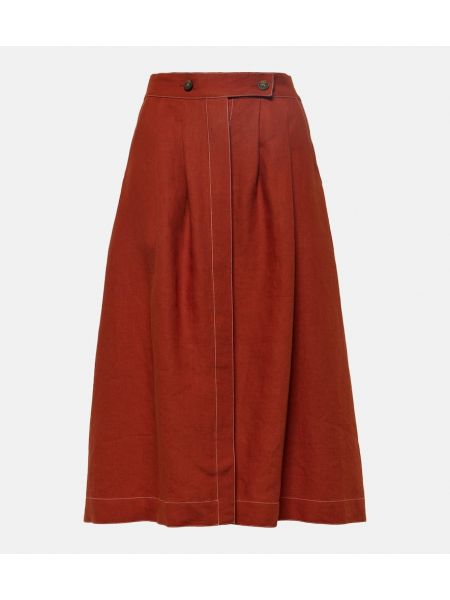 Falda midi de lino Tod's rojo