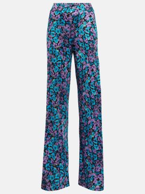 Květinové kalhoty s vysokým pasem relaxed fit Rotate Birger Christensen
