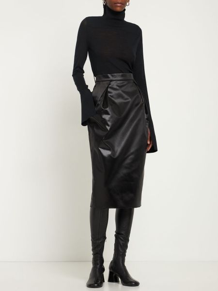Kožená sukňa z ekologickej kože Maison Margiela čierna