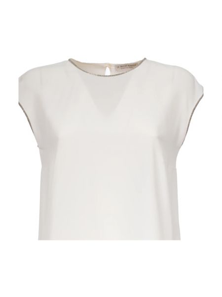 Camiseta de seda sin mangas Le Tricot Perugia blanco