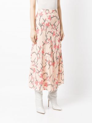 Midi sukně s potiskem Paule Ka růžové