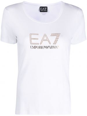 T-shirt con cristalli Ea7 Emporio Armani bianco